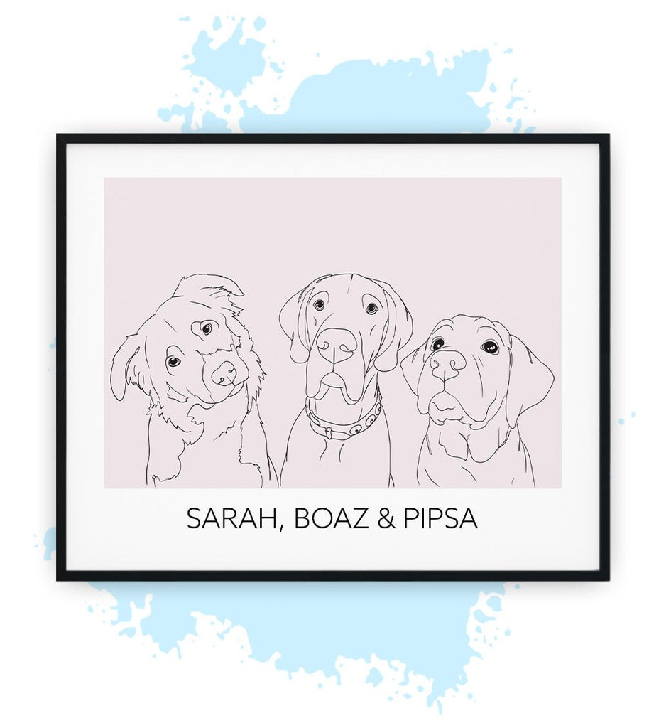  Drie-Roze-Poster met lijst-30x40 CM