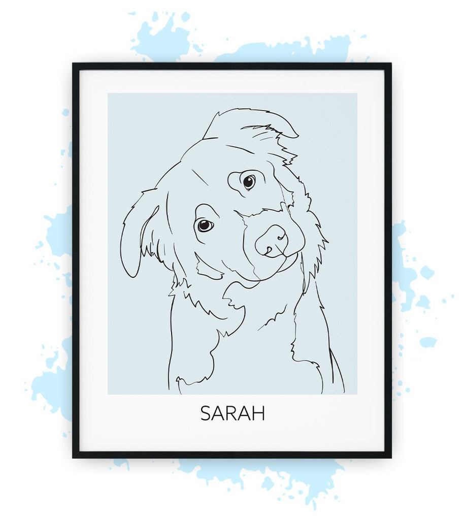  Één-Blauw-Poster met lijst-30x40 CM