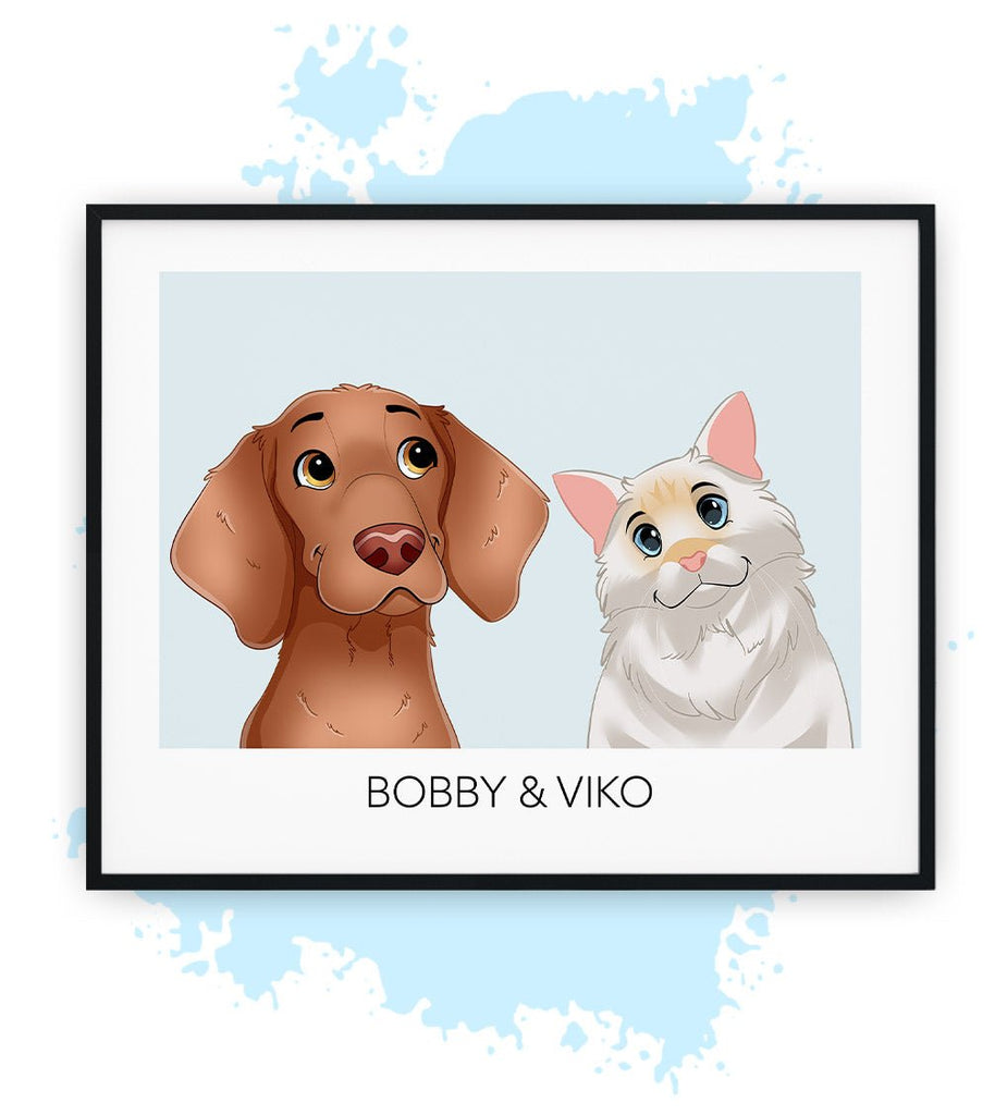 Twee-Blauw-Poster met lijst-30x40 CM