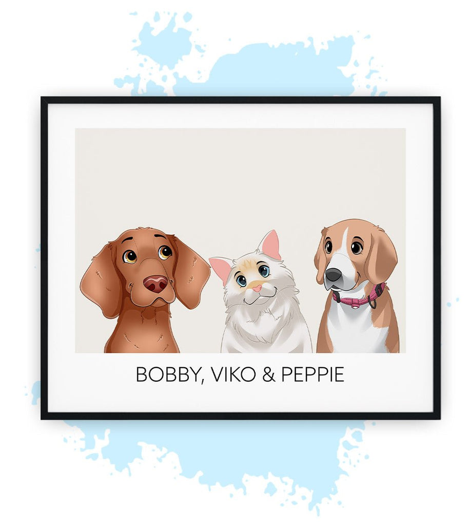 Drie-Beige-Poster met lijst-30x40 CM