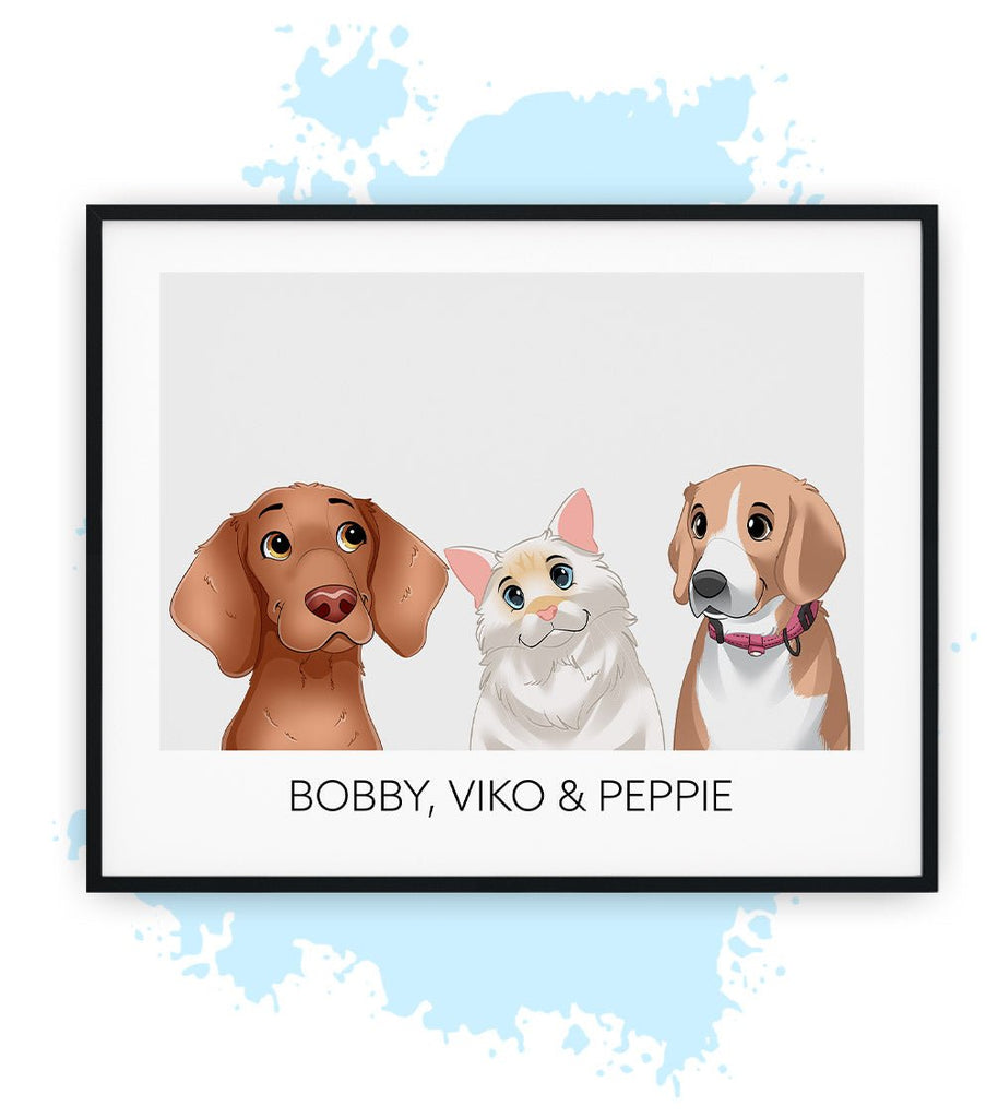  Drie-Grijs-Poster met lijst-30x40 CM