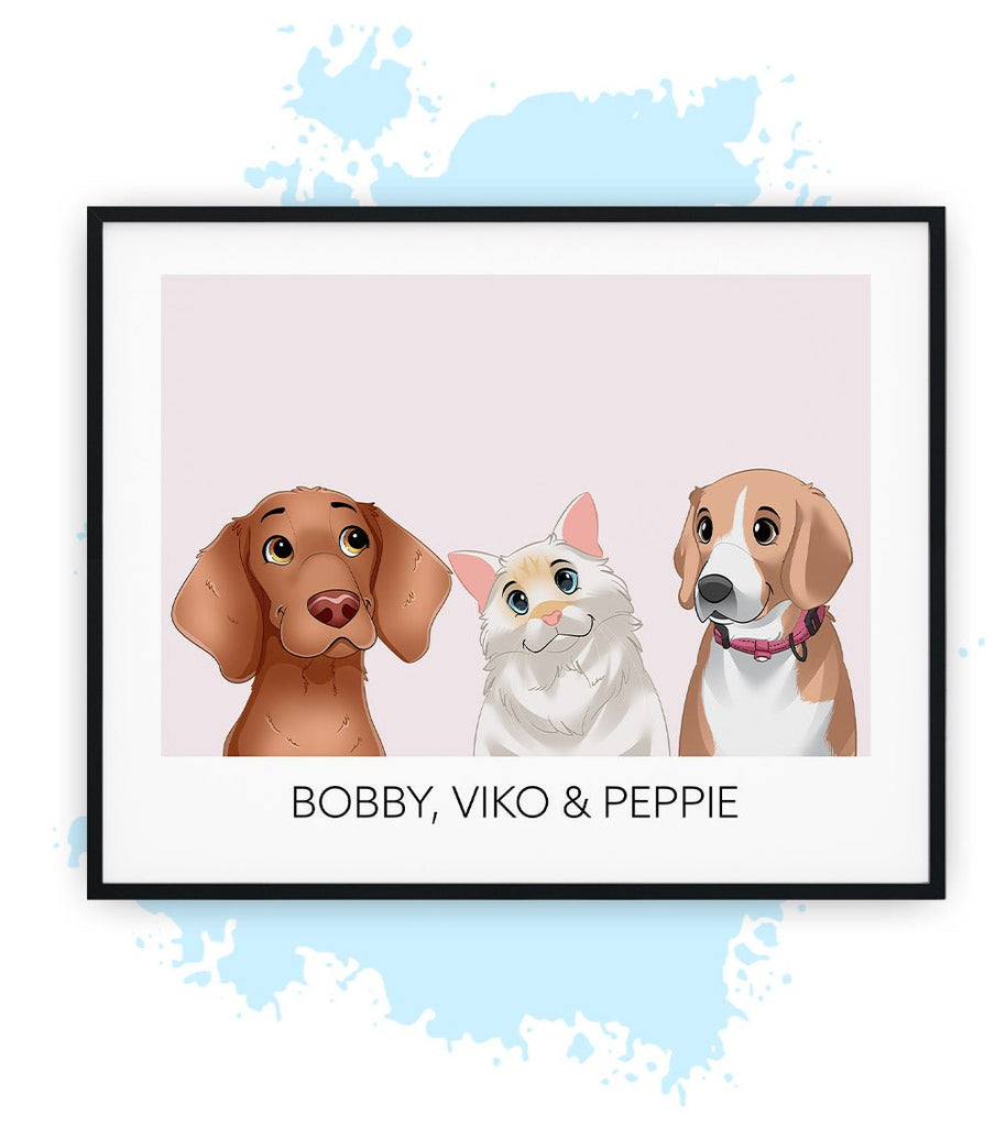  Drie-Roze-Poster met lijst-30x40 CM