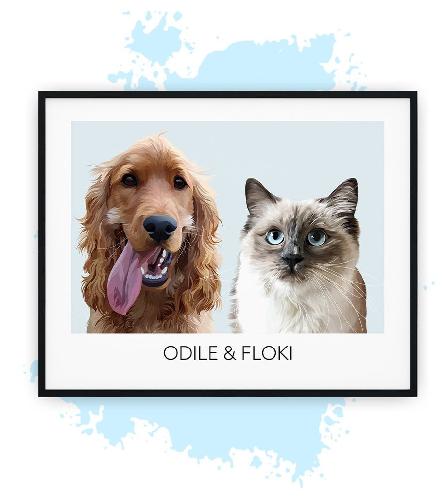 Twee-Blauw-Poster met lijst-30x40 CM