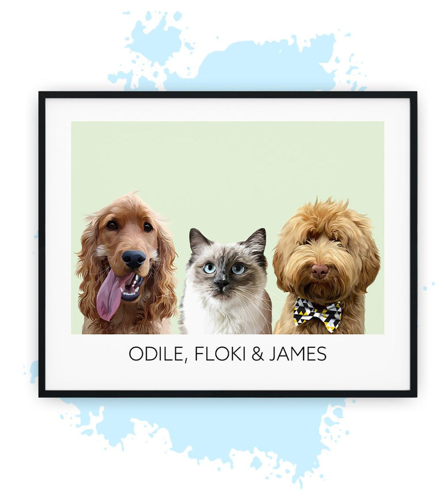 Drie-Groen-Poster met lijst-30x40 CM