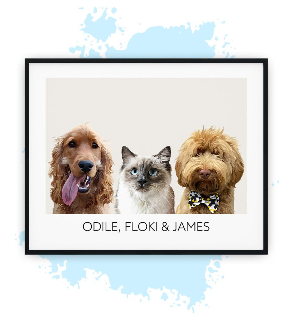 Drie-Beige-Poster met lijst-30x40 CM